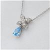 Image 2 : NEW STERLING SILVER GENUINE BLUE TOPAZ AND DIAMOND PENDANT W/ 18" STERLING CHAIN W/ APPRAISAL $895