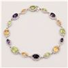 Image 1 : NEW STERLING SILVER GENUINE GEMSTONE AND DIAMOND BRACELET W/ APPRAISAL $1360