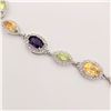 Image 2 : NEW STERLING SILVER GENUINE GEMSTONE AND DIAMOND BRACELET W/ APPRAISAL $1360