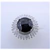Image 1 : NEW STERLING SILVER GENUINE BLUE SAPPHIRE AND CZ COCKTAIL RING W/ APPRAISAL $1375