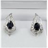 Image 1 : NEW STERLING SILVER GENUINE BLUE SAPPHIRE AND CZ EARRINGS W/ APPRAISAL $980