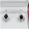 Image 2 : NEW STERLING SILVER GENUINE BLUE SAPPHIRE AND CZ EARRINGS W/ APPRAISAL $980