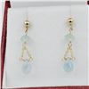 Image 1 : NEW 14KT YELLOW GOLD GENUINE AQUAMARINE BRIOLETTE EARRINGS W/ APPRAISAL $1285