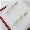 Image 2 : NEW 14KT YELLOW GOLD GENUINE AQUAMARINE BRIOLETTE EARRINGS W/ APPRAISAL $1285