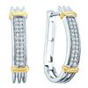 Image 1 : Diamond Oblong Hoop Earrings 1/6 Cttw Two-tone Sterling Silver