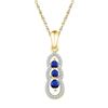 Image 1 : Lab-Created Blue Sapphire 3-stone Pendant 1/2 Cttw 10kt Yellow Gold