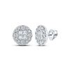 Image 1 : Princess Diamond Cluster Earrings 1/2 Cttw 14kt White Gold