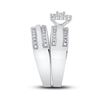 Image 4 : Sterling Silver His Hers Diamond Solitaire Matching Wedding Set 1/4 Cttw Sterling Silver