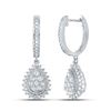 Image 1 : Diamond Teardrop Dangle Earrings 7/8 Cttw 14kt White Gold