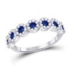 Blue Sapphire Diamond Band Ring 1-1/5 Cttw 14kt White Gold