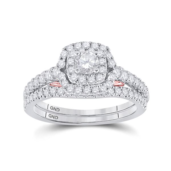 Diamond Bridal Wedding Ring Band Set 1 Cttw 14kt Two-tone Gold