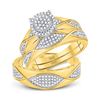 Image 1 : His Hers Diamond Cluster Matching Wedding Set 1/2 Cttw 10kt Yellow Gold