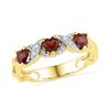 Image 1 : Heart Garnet Diamond 3-stone Ring 7/8 Cttw 10kt Yellow Gold