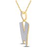 Image 2 : Mens Diamond Dripping V Letter Charm Pendant 2-7/8 Cttw 10kt Yellow Gold