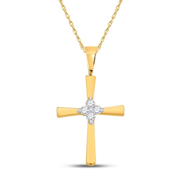 Diamond Cross Pendant 1/20 Cttw 10kt Yellow Gold