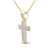 Image 2 : Mens Diamond Cross Charm Pendant 1 Cttw 10kt Yellow Gold