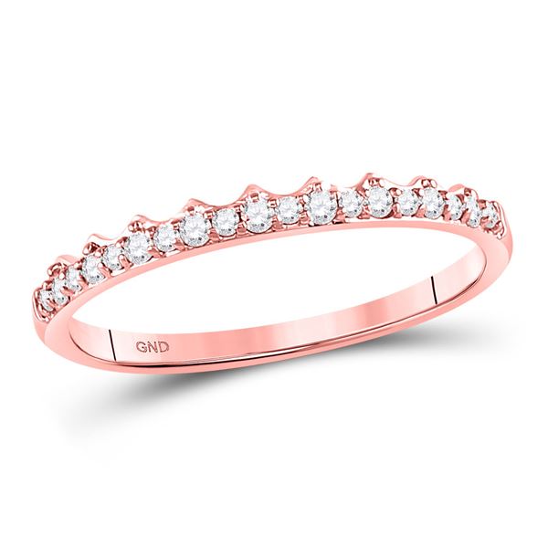 Diamond Slender Scalloped Stackable Band Ring 1/6 Cttw 10kt Rose Gold