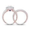 Image 3 : Princess Diamond Bridal Wedding Ring Band Set 1-1/2 Cttw 14kt Two-tone Gold