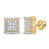 Mens Diamond Square Earrings 1/2 Cttw 10kt Yellow Gold