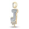 Image 2 : Mens Diamond Dripping J Letter Charm Pendant 5/8 Cttw 10kt Yellow Gold