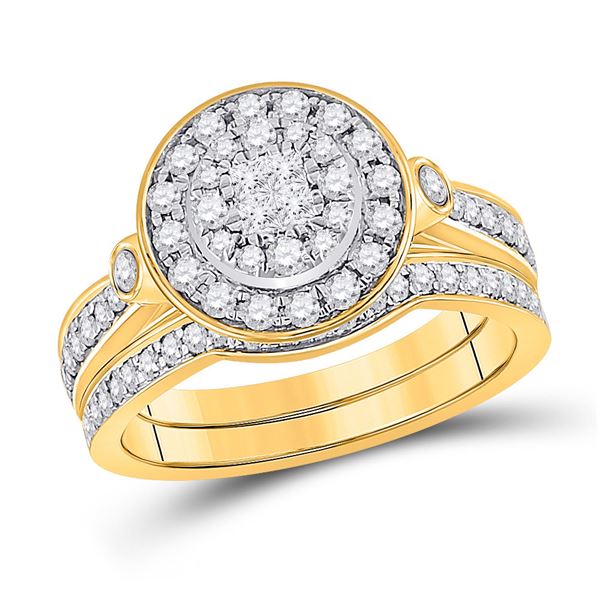 Princess Diamond Bridal Wedding Ring Band Set 3/4 Cttw 14kt Yellow Gold