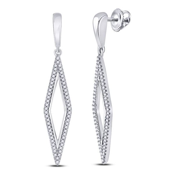 Diamond Geometric Dangle Earrings 1/3 Cttw 10kt White Gold