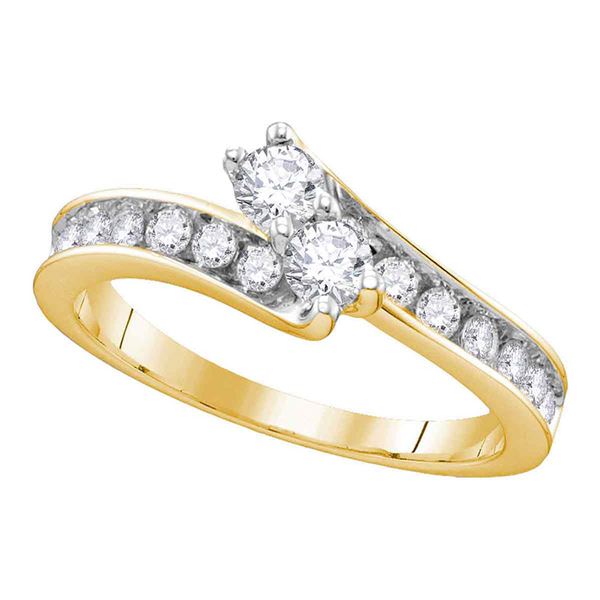 Diamond 2-stone Bridal Wedding Engagement Ring 3/4 Cttw 14kt Yellow Gold