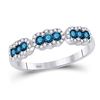 Image 1 : Blue Color Enhanced Diamond Band Ring 1/2 Cttw 10kt White Gold