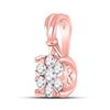 Image 2 : Diamond Flower Cluster Pendant 1/3 Cttw 14kt Rose Gold