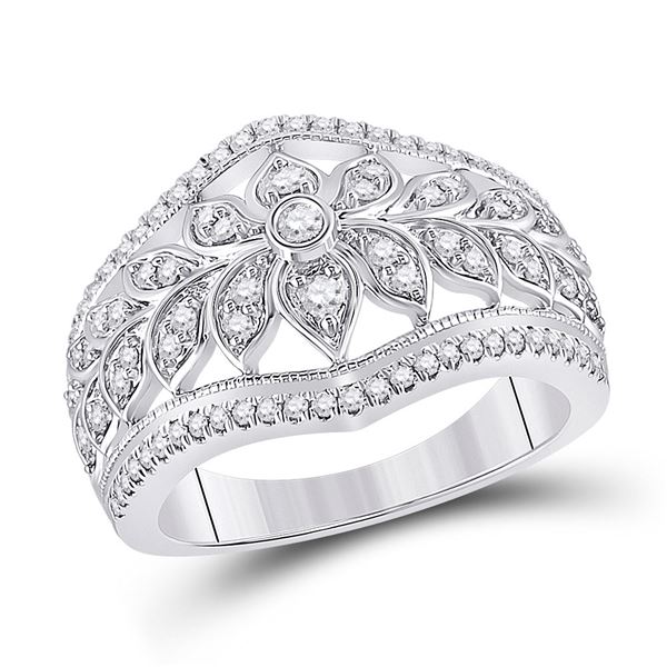 Diamond Floral Fashion Ring 1/2 Cttw 14kt White Gold