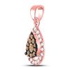 Image 2 : Brown Diamond Teardrop Cluster Pendant 1/3 Cttw 14kt Rose Gold