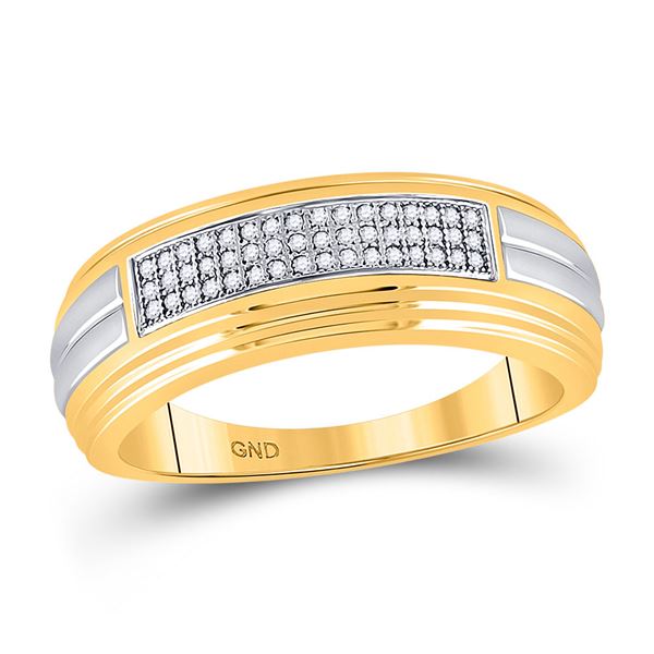 Mens Diamond Pave Band Ring 1/6 Cttw 10kt Two-tone Gold