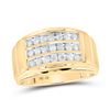Image 1 : Mens Diamond Triple Row Band Ring 1/2 Cttw 10kt Yellow Gold