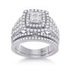Image 1 : Princess Diamond Bridal Wedding Ring Band Set 1-3/4 Cttw 14kt White Gold