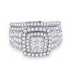 Image 2 : Princess Diamond Bridal Wedding Ring Band Set 1-3/4 Cttw 14kt White Gold