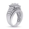 Image 3 : Princess Diamond Bridal Wedding Ring Band Set 1-3/4 Cttw 14kt White Gold