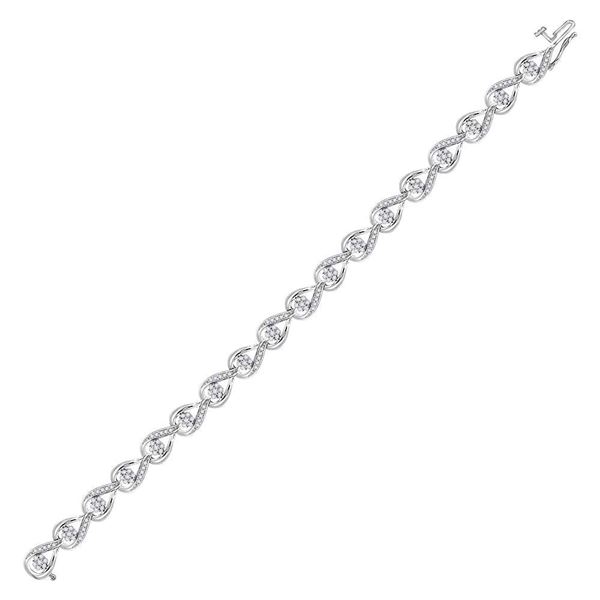 Diamond Teardrop Cluster Fashion Bracelet 1-1/5 Cttw 10kt White Gold