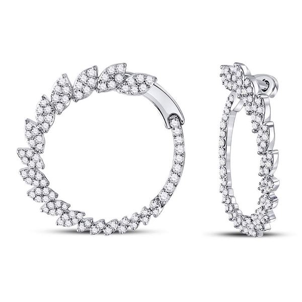 Diamond Fashion Hoop Earrings 1-1/2 Cttw 14kt White Gold