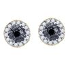 Image 1 : Black Color Enhanced Diamond Cluster Earrings 1/5 Cttw 10kt Yellow Gold