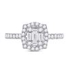 Image 2 : Baguette Diamond Cluster Ring 5/8 Cttw 14kt White Gold