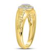Image 3 : Diamond Circle Cluster Ribbed Ring 1/8 Cttw 10kt Yellow Gold