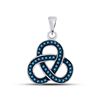 Image 1 : Blue Color Enhanced Diamond Triquetra Pendant 1/4 Cttw Sterling Silver