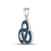 Image 2 : Blue Color Enhanced Diamond Triquetra Pendant 1/4 Cttw Sterling Silver