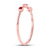 Image 3 : Princess Ruby 3-Stone Beaded Stackable Band Ring 1/20 Cttw 10kt Rose Gold