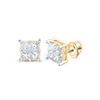 Image 1 : Princess Diamond Square Cluster Earrings 1 Cttw 14kt Yellow Gold