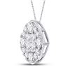 Image 2 : Princess Diamond Offset Square Cluster Pendant 1 Cttw 14kt White Gold