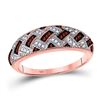 Image 1 : Red Color Enhanced Diamond Band Ring 1/6 Cttw 10kt Rose Gold