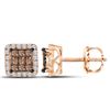 Image 1 : Princess Red Color Enhanced Diamond Square Cluster Earrings 3/4 Cttw 10kt Rose Gold