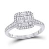 Image 1 : Baguette Diamond Square Cluster Ring 3/4 Cttw 14kt White Gold