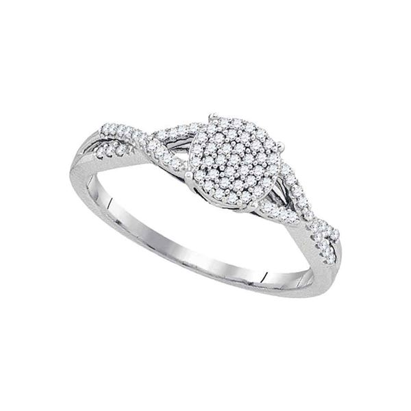 Diamond Cluster Bridal Wedding Engagement Ring 1/5 Cttw 10kt White Gold